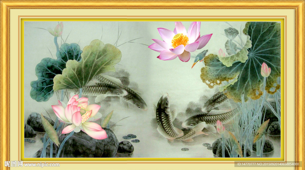 荷花鲤鱼图