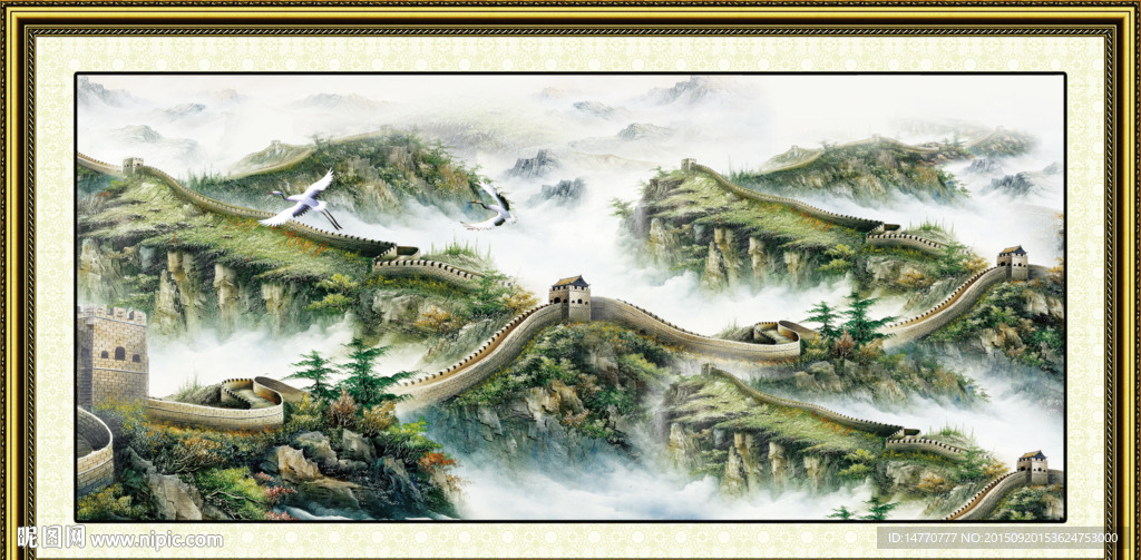 国画山水 长城