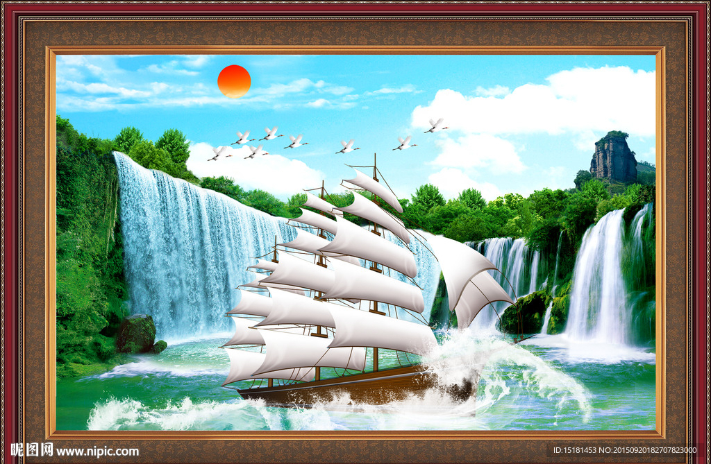 一帆顺风 山水风景