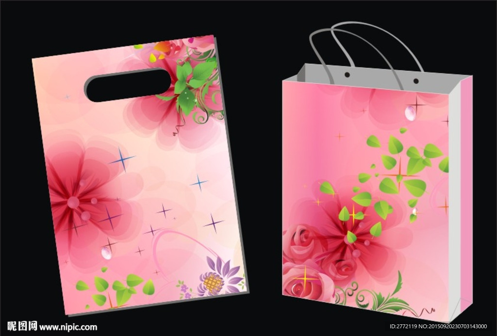 红粉花叶 礼品袋