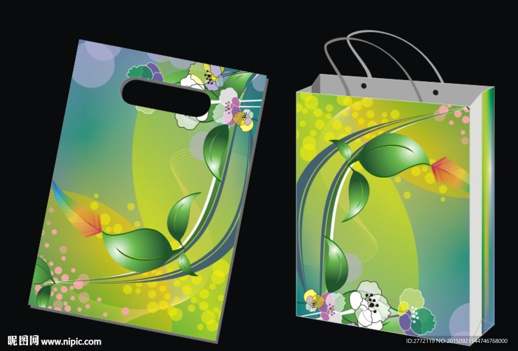 果绿鲜花 手提袋