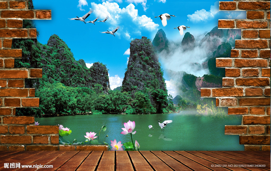 3d背景墙 桂林山水