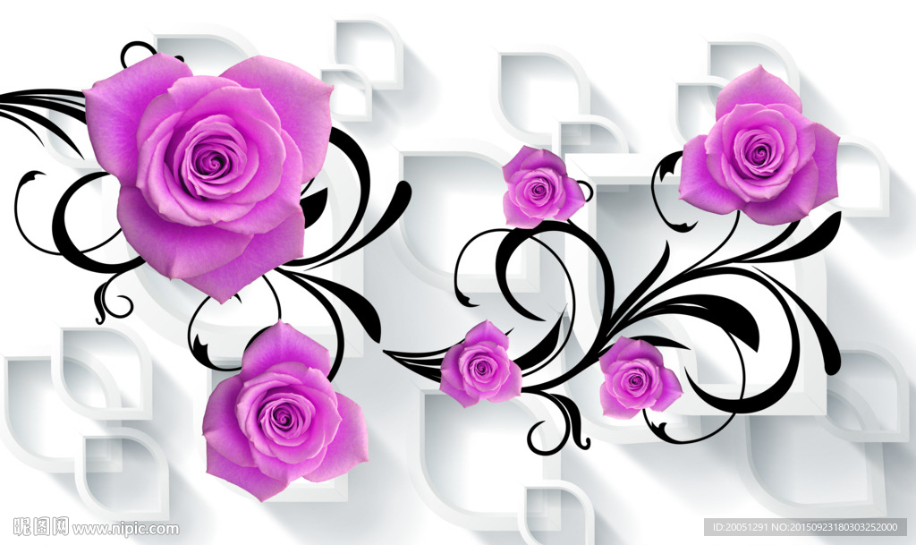 3d背景墙 玫瑰花