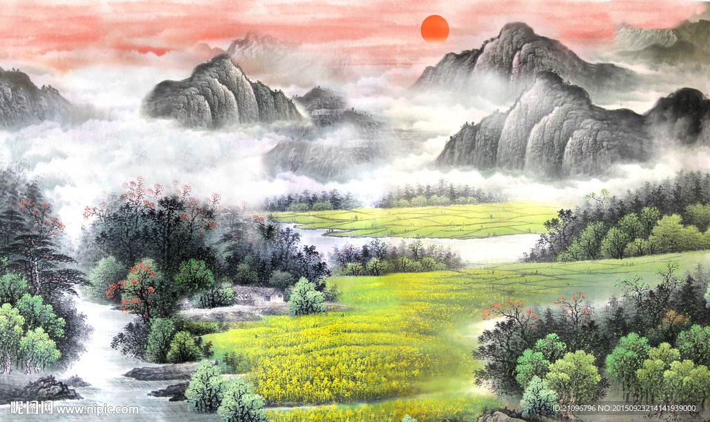 国画山水壁画