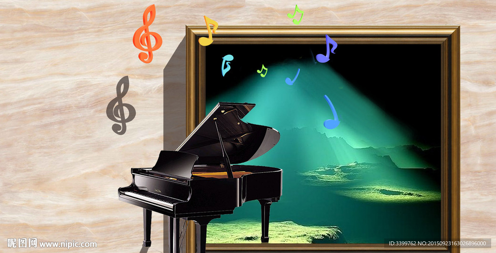 钢琴3D立体画