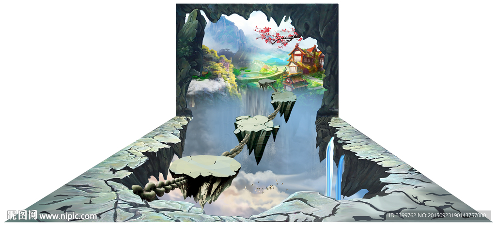 悬崖锁链3D立体画