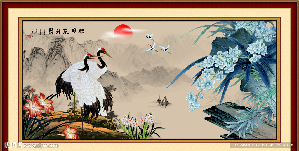 仙鹤兰花图
