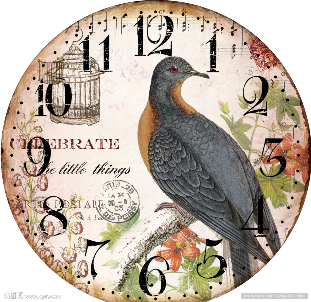 钟面 欧美风格 工艺绘画挂钟