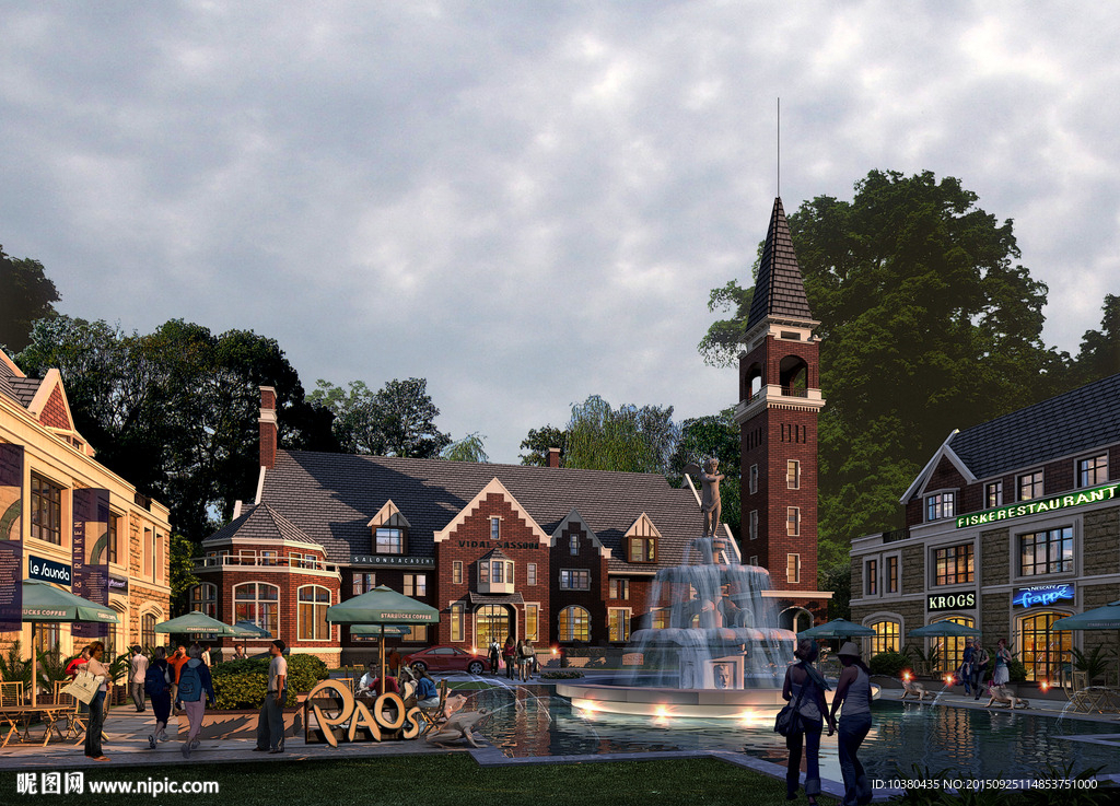 英式 别墅效果图（精细分层）