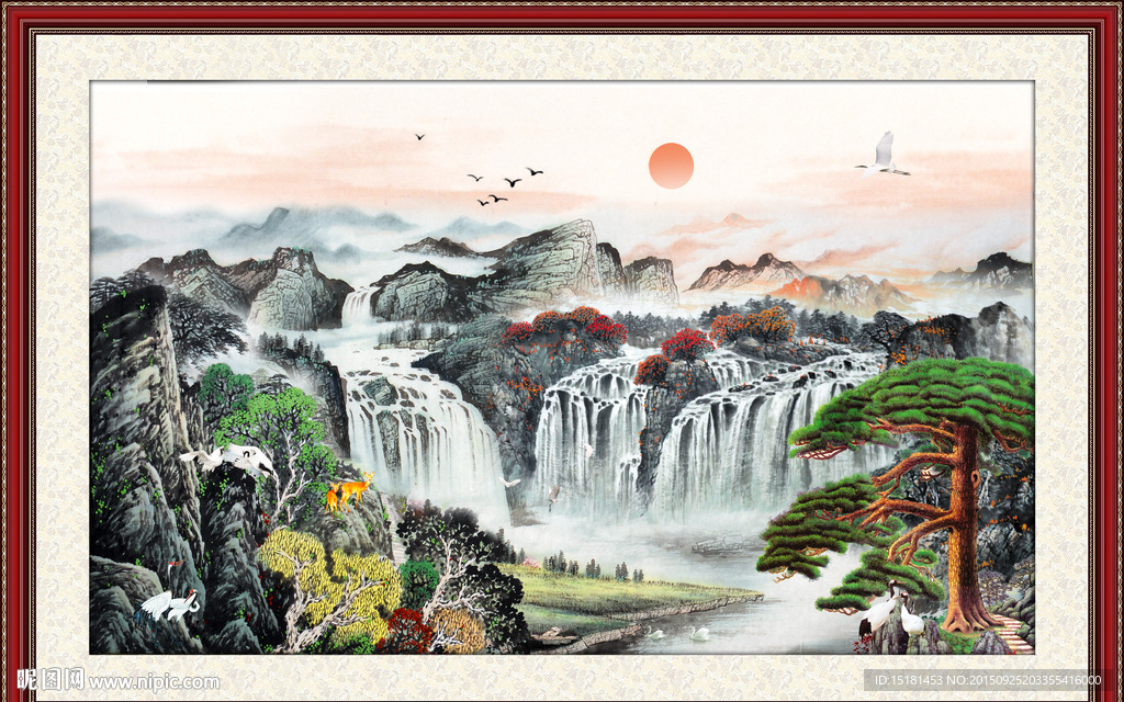 国画迎客松