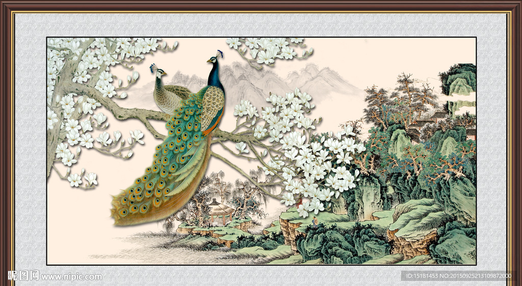 孔雀花鸟图