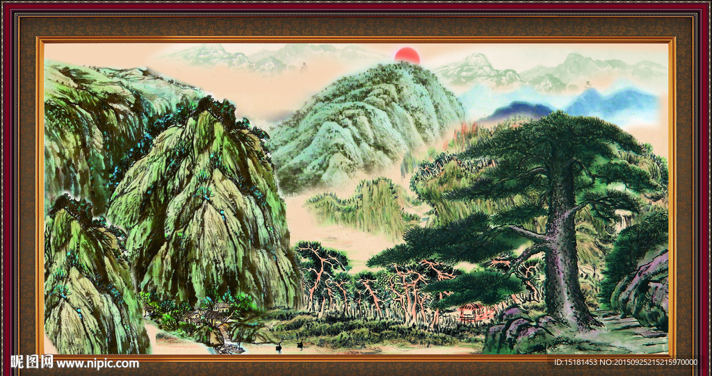 迎客松国画