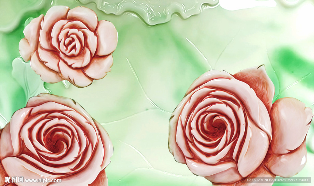3d玉雕花朵背景墙