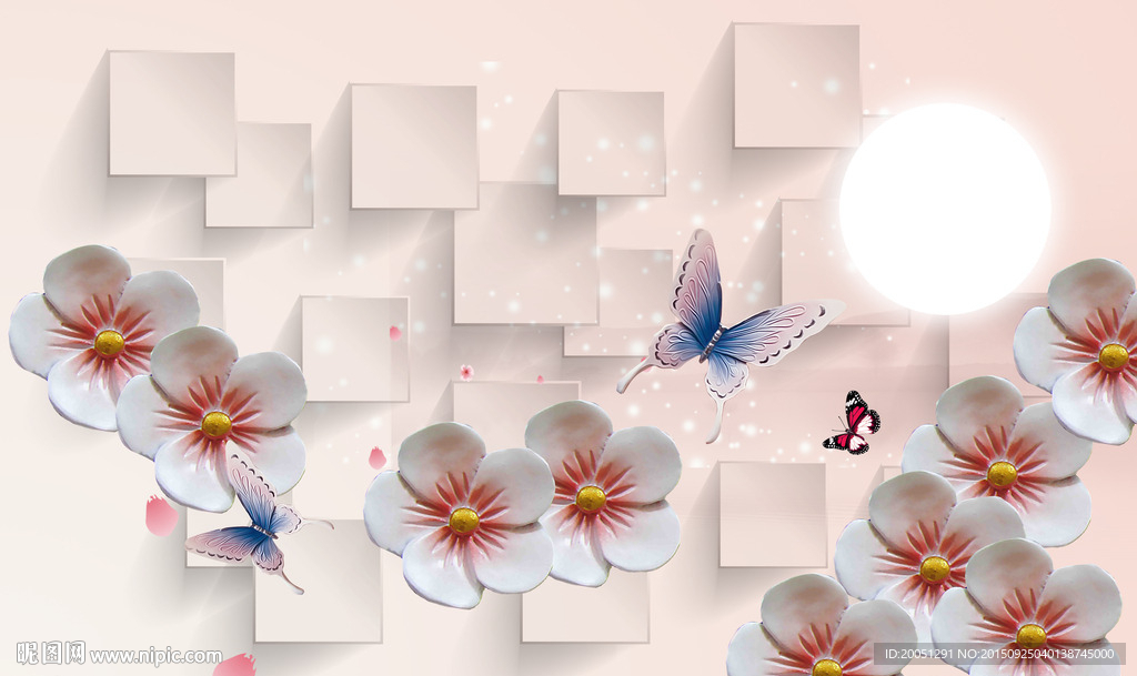 浮雕花朵背景墙