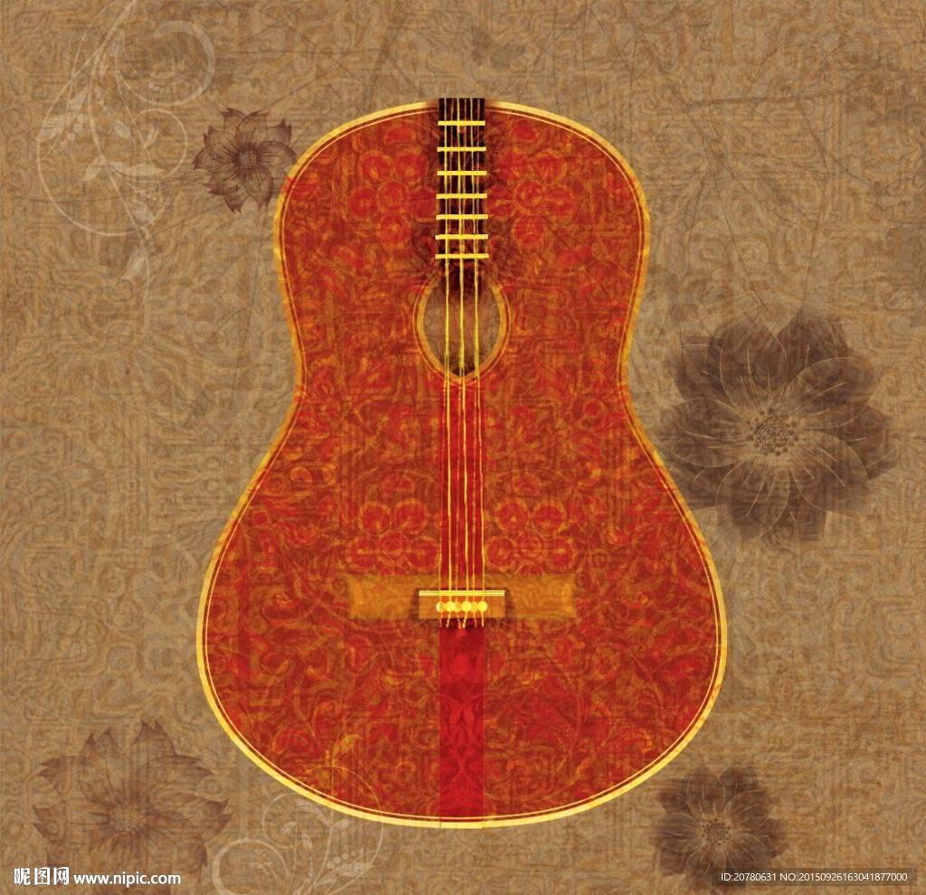 复古吉他无框画