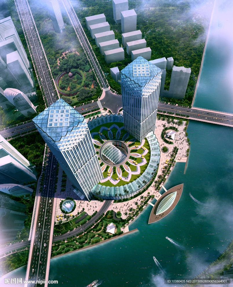 建筑鸟瞰全景效果图（精细分层）