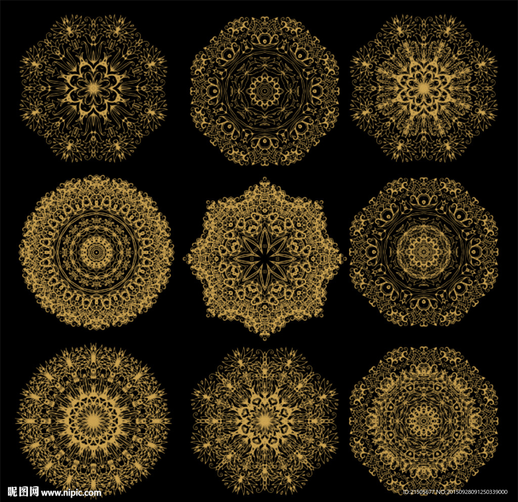 金色花纹花边图案