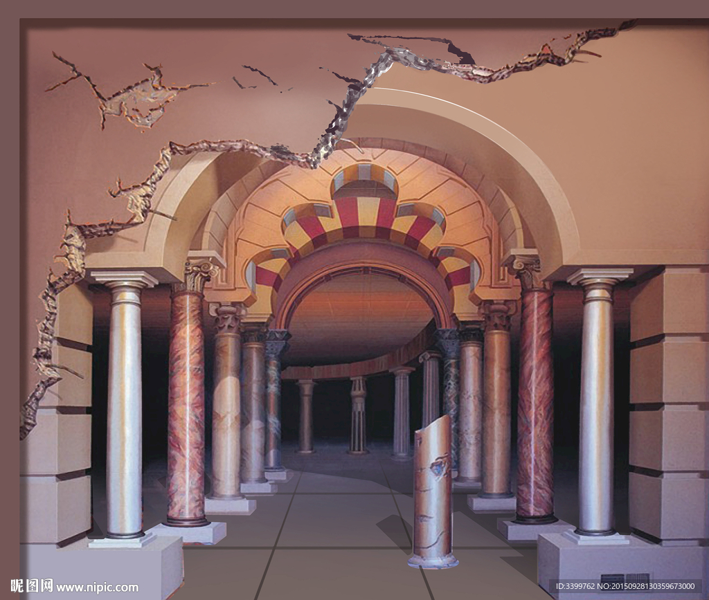 陈旧宫殿3D立体画