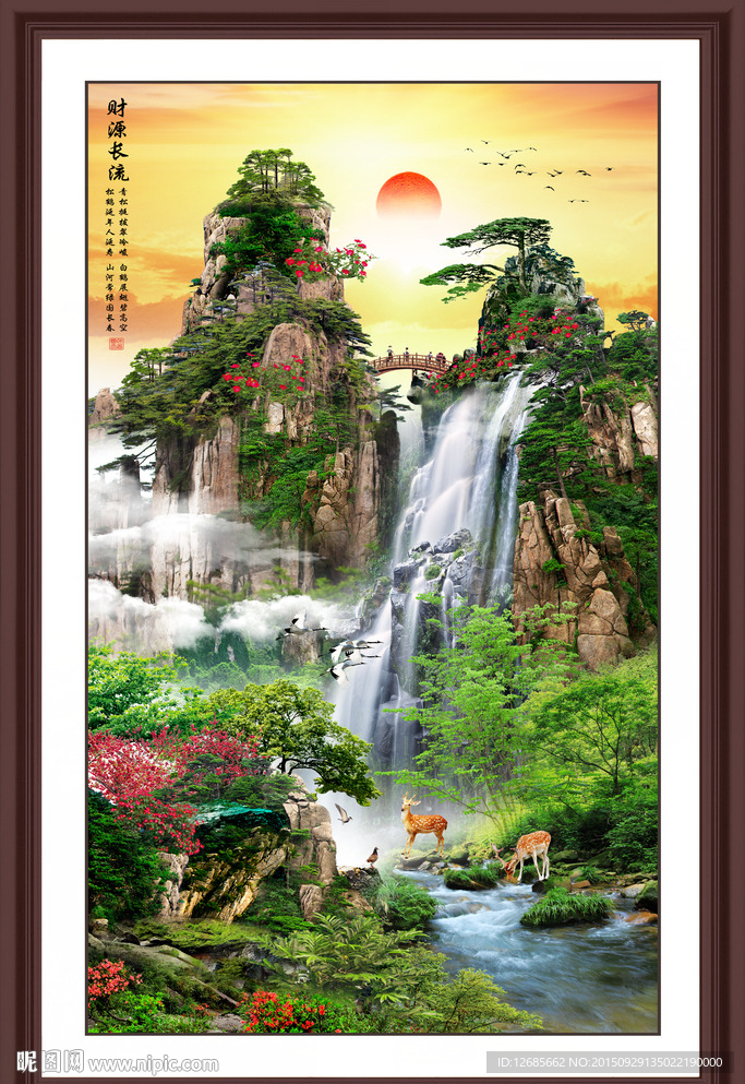 中国风3d立体山水画图片