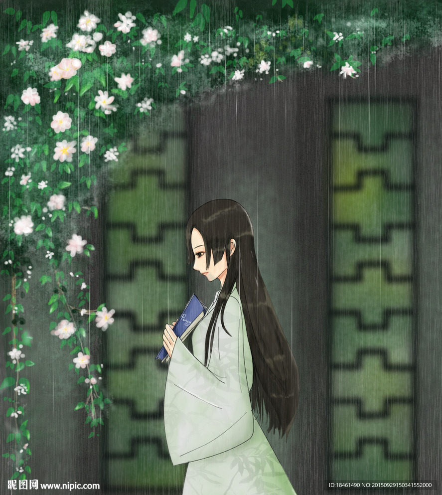 树下看书的古装美女
