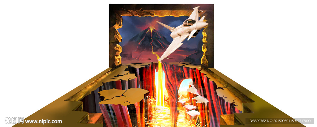 火山岩3D立体墙地画