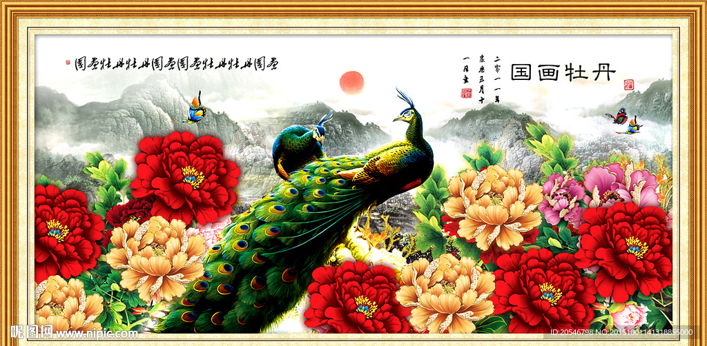 孔雀图装饰画