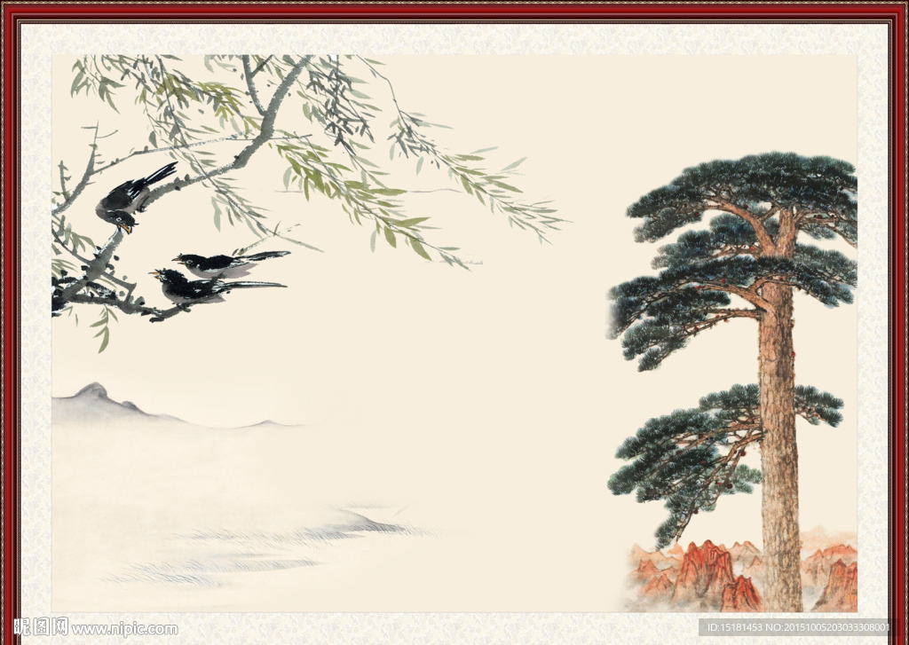 国画迎客松