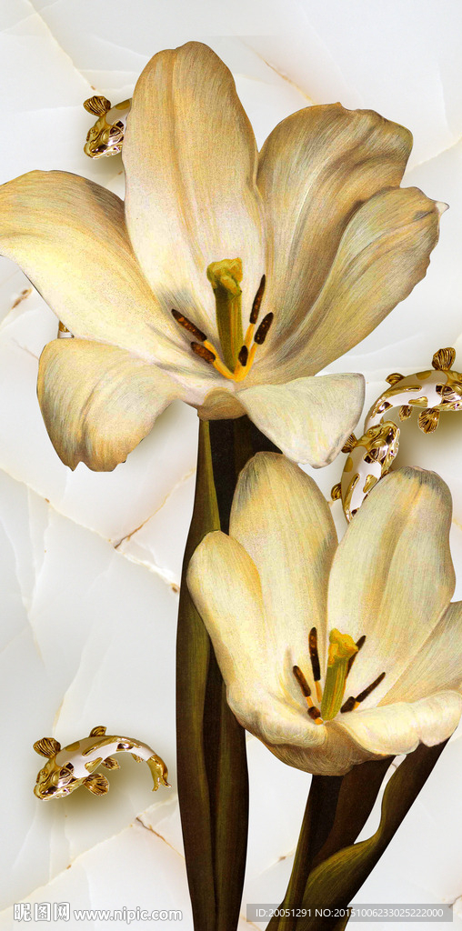 3d玄关花朵背景墙