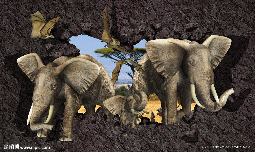 3d大象立体画图片