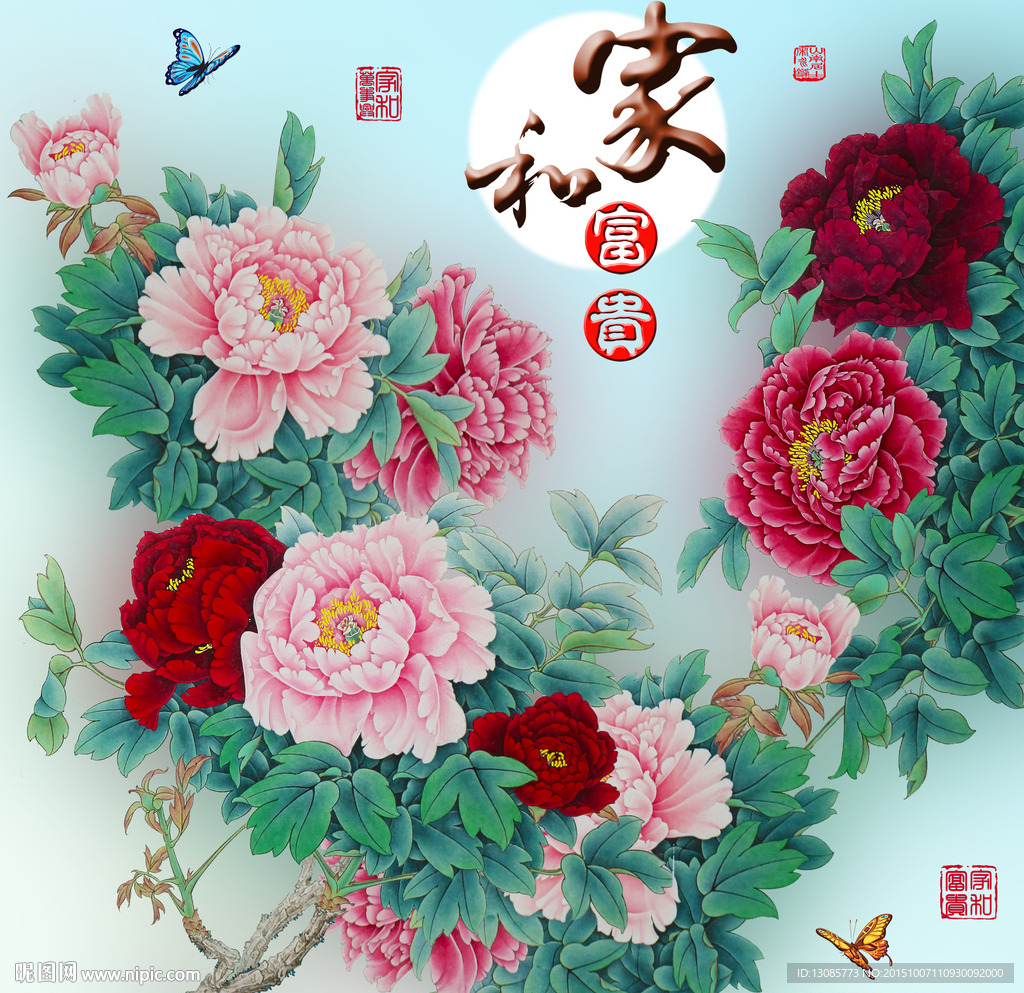十字绣钻石画家和富贵牡丹