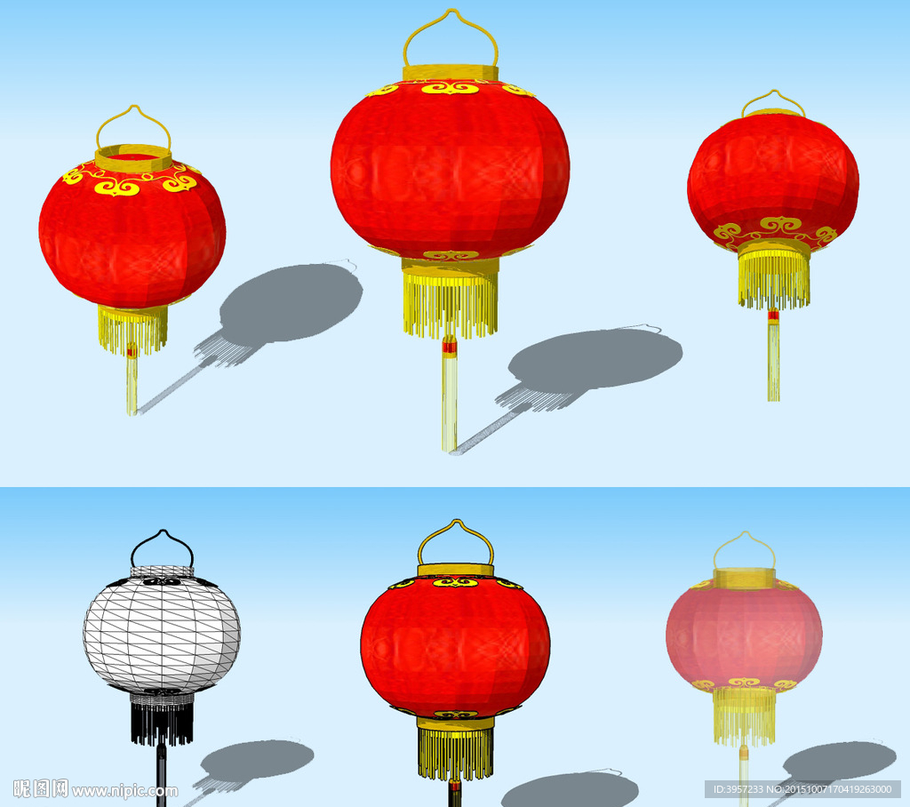 大红灯笼3D模型