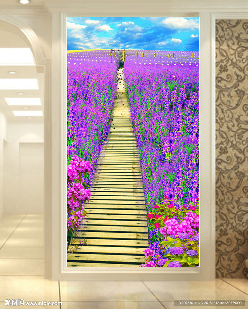 浪漫薰衣草玄关装饰画