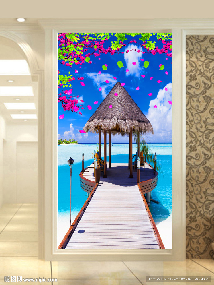 唯美海景玄关装饰画