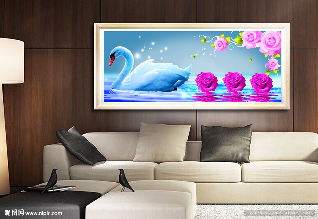 时尚浪漫天鹅装饰无框画