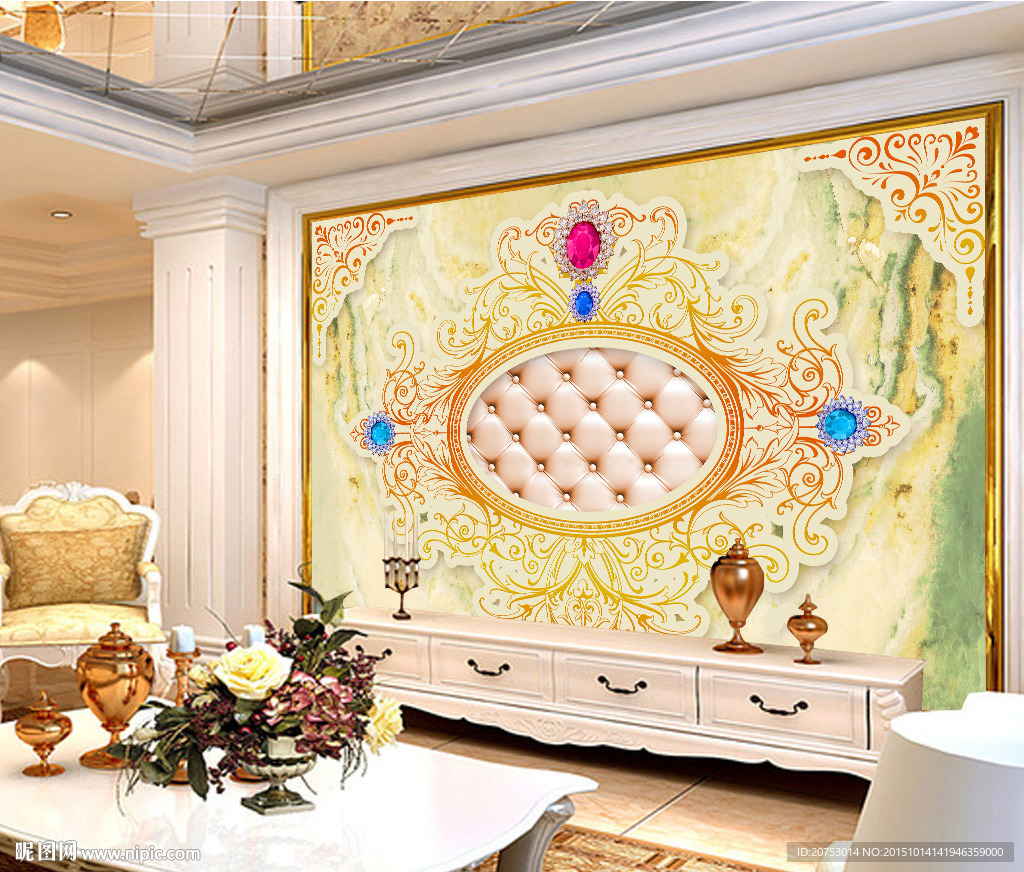 高档大理石软包背景墙