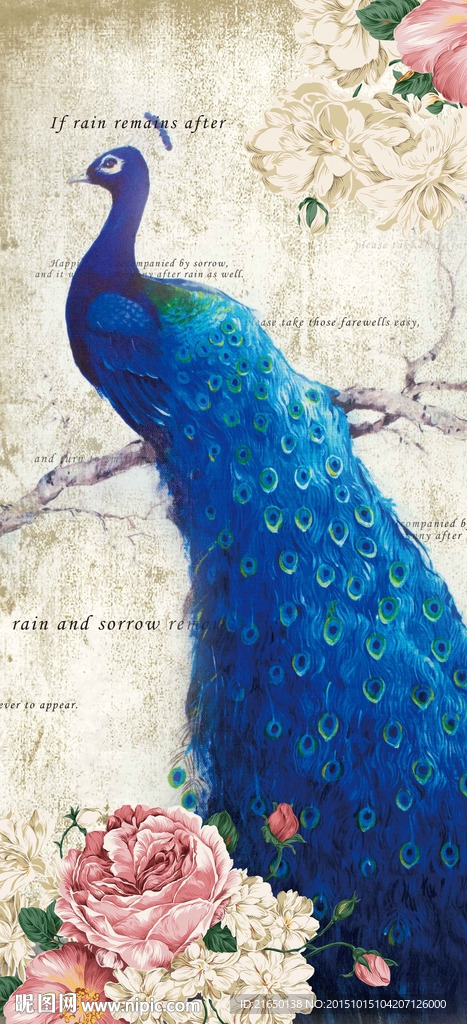 欧式复古蓝色孔雀