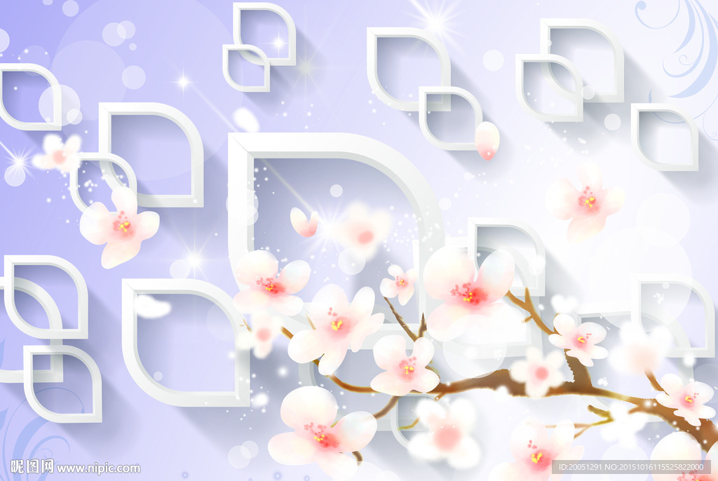 3d背景墙 花枝