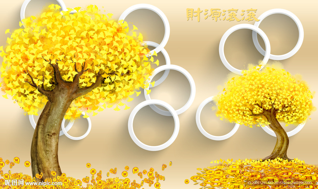 3d背景墙 黄金树