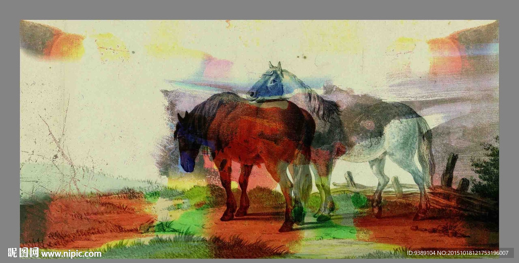 骏马油画