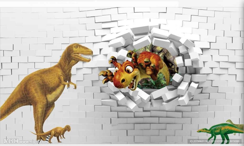 大幅3d恐龙立体墙纸