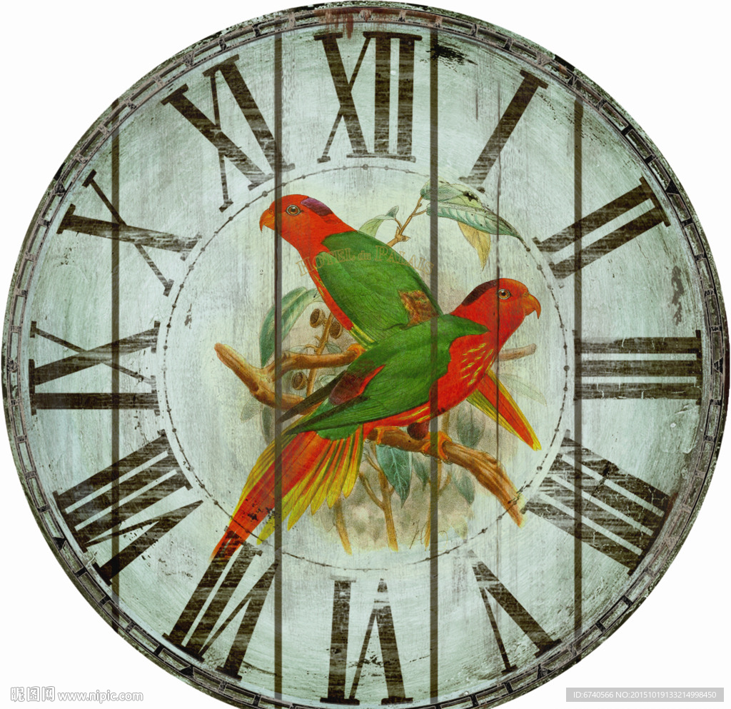 钟面 欧美风格 工艺绘画挂钟