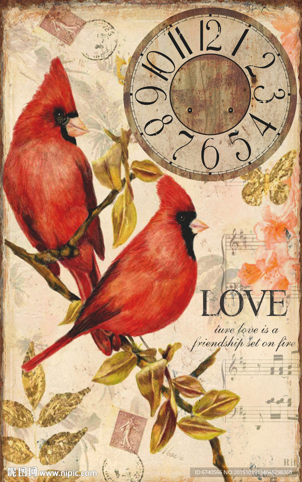 钟面 欧美风格 工艺绘画挂钟