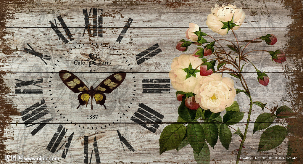 钟面 欧美风格 工艺绘画挂钟