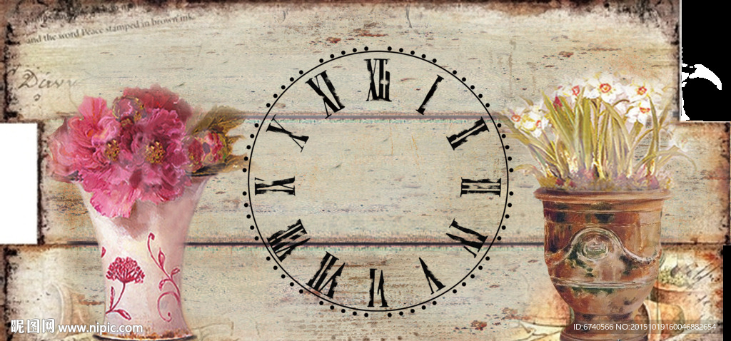 钟面 欧美风格 工艺绘画挂钟