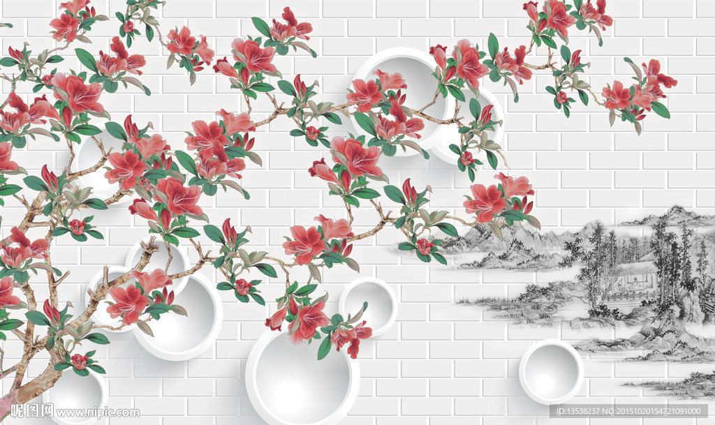 现代中式背景墙