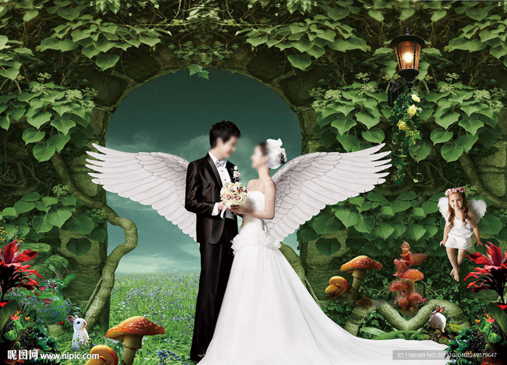 梦幻浪漫3D绿色婚庆婚礼背景