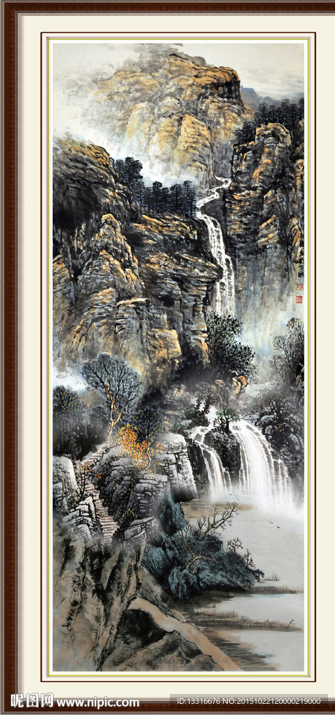 竖幅山水画