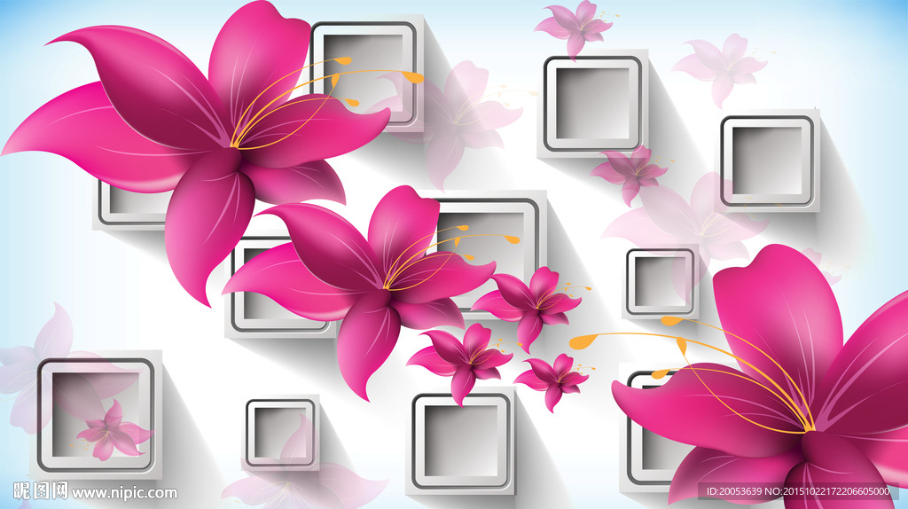 3d花朵电视背景墙