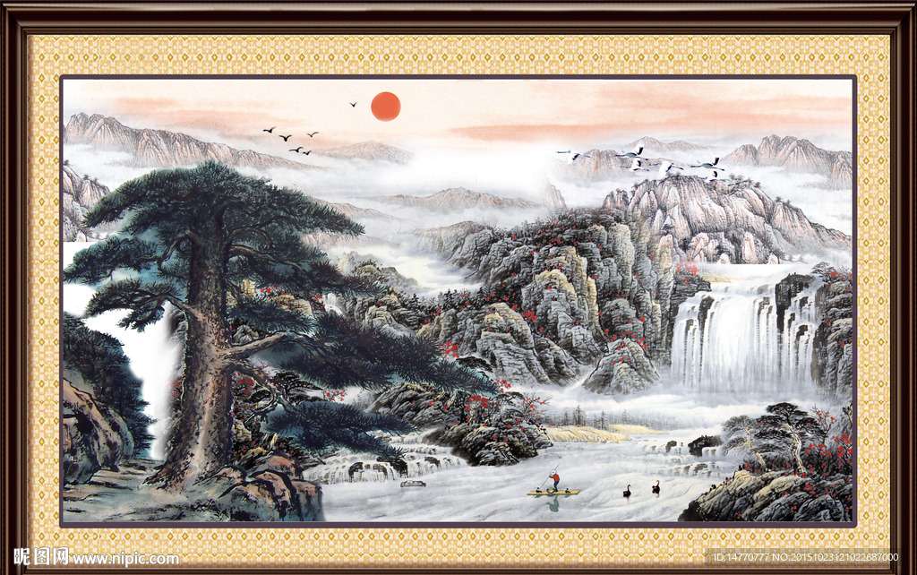 国画迎客松