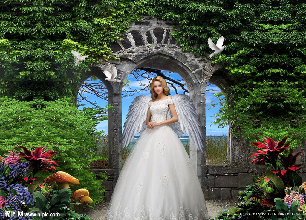 浪漫梦幻3D绿色婚庆婚礼背景